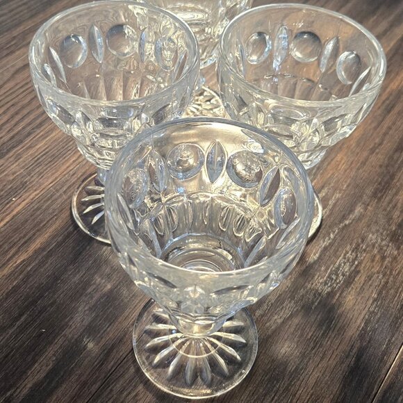 Vintage COLONY "Classique" Clear Thumbprint Water/Wine Goblets SET OF FOUR - Picture 10 of 14